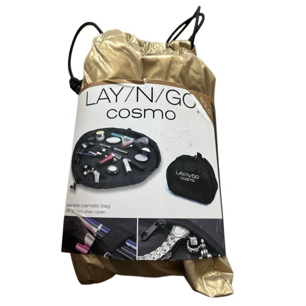 LAY/N/GO Cosmo 20” Gold Washable Cosmetic Bag * New*